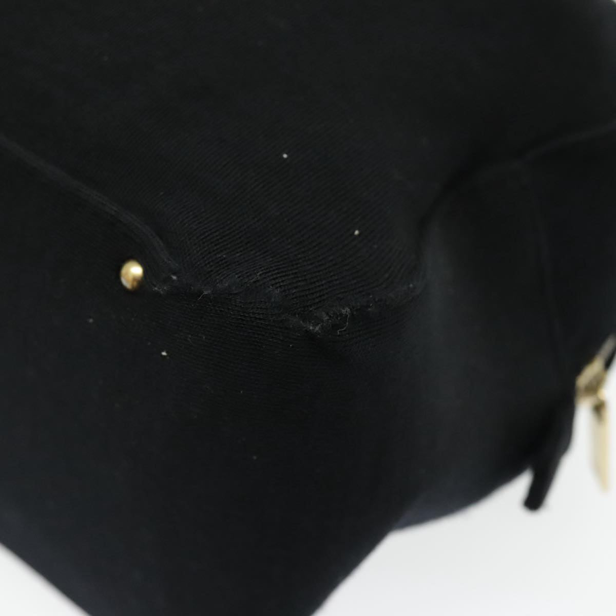 CHANEL Hand Bag Cotton Black Gold CC Auth bs19294