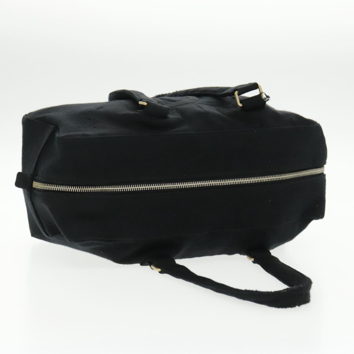 CHANEL Hand Bag Cotton Black Gold CC Auth bs19294