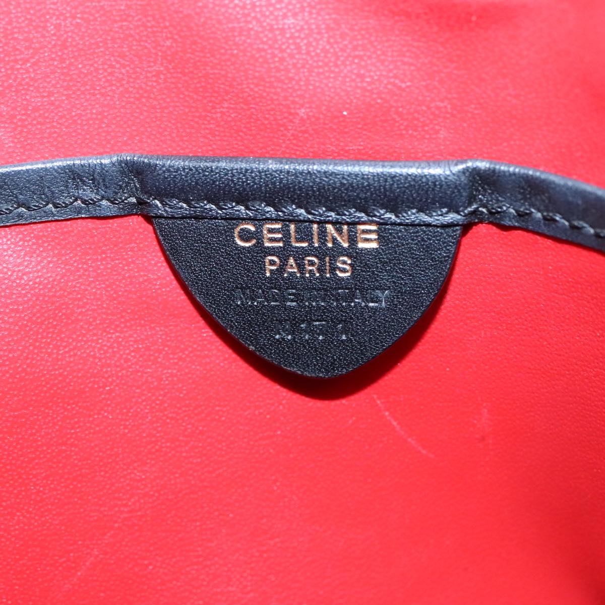 CELINE Tote Bag Leather Black Gold Auth bs19296