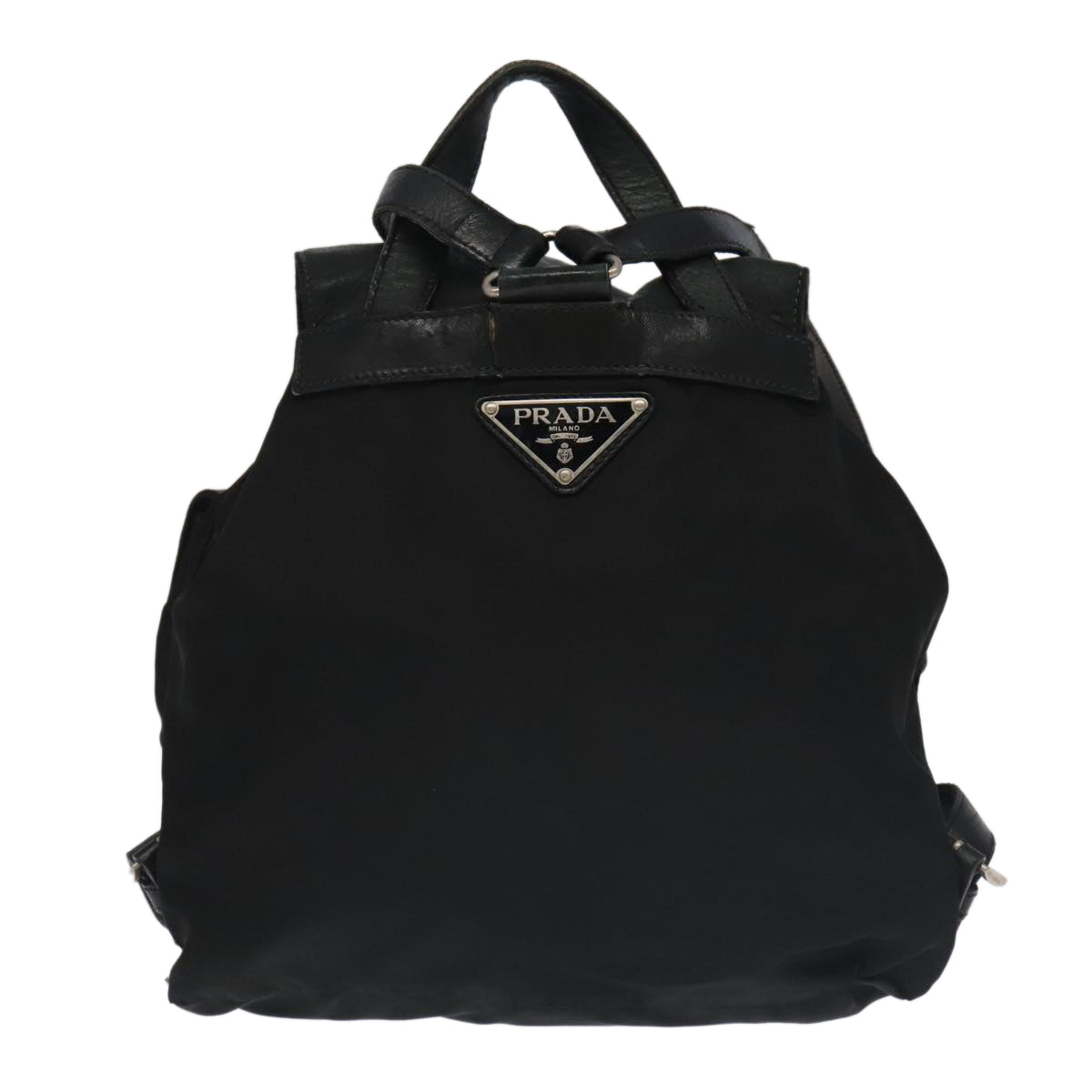 PRADA Backpack Nylon Black Silver Auth bs19305