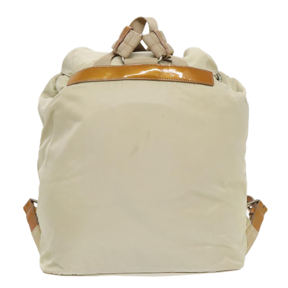 PRADA Backpack Nylon Cream Silver Auth bs19316