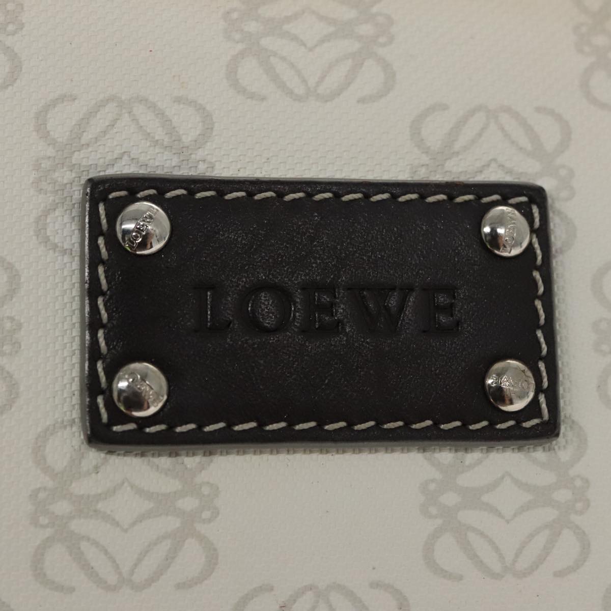 LOEWE Anagram Pouch PVC White Silver Auth bs19327