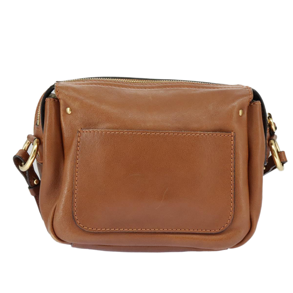 Chloe Indy Shoulder Bag Leather Brown Gold Auth bs19389