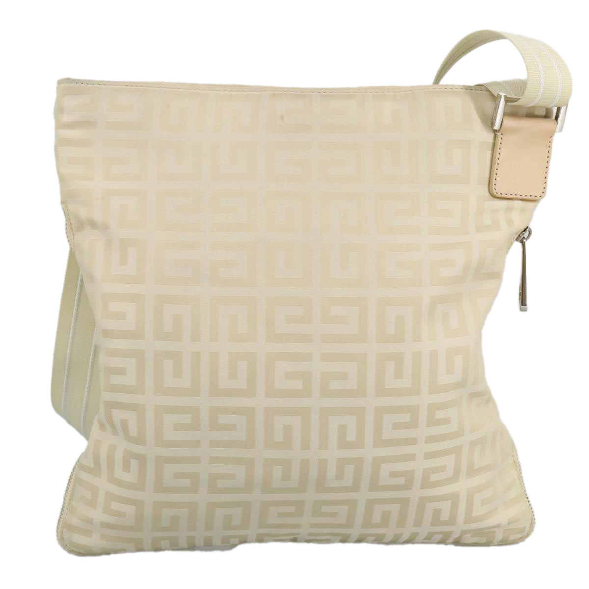 GIVENCHY Shoulder Bag Nylon Beige Silver Auth bs19390