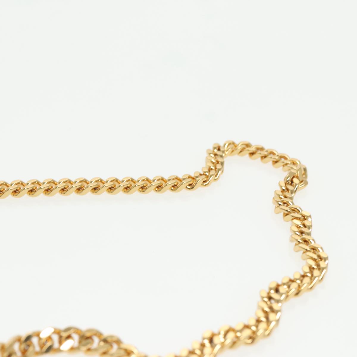 SAINT LAURENT V Stitch Chain Long Wallet Leather Black Gold Auth bs19416A