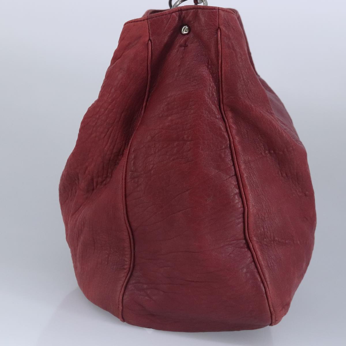 SAINT LAURENT Shoulder Bag Leather Red Silver 228340 Auth bs19417