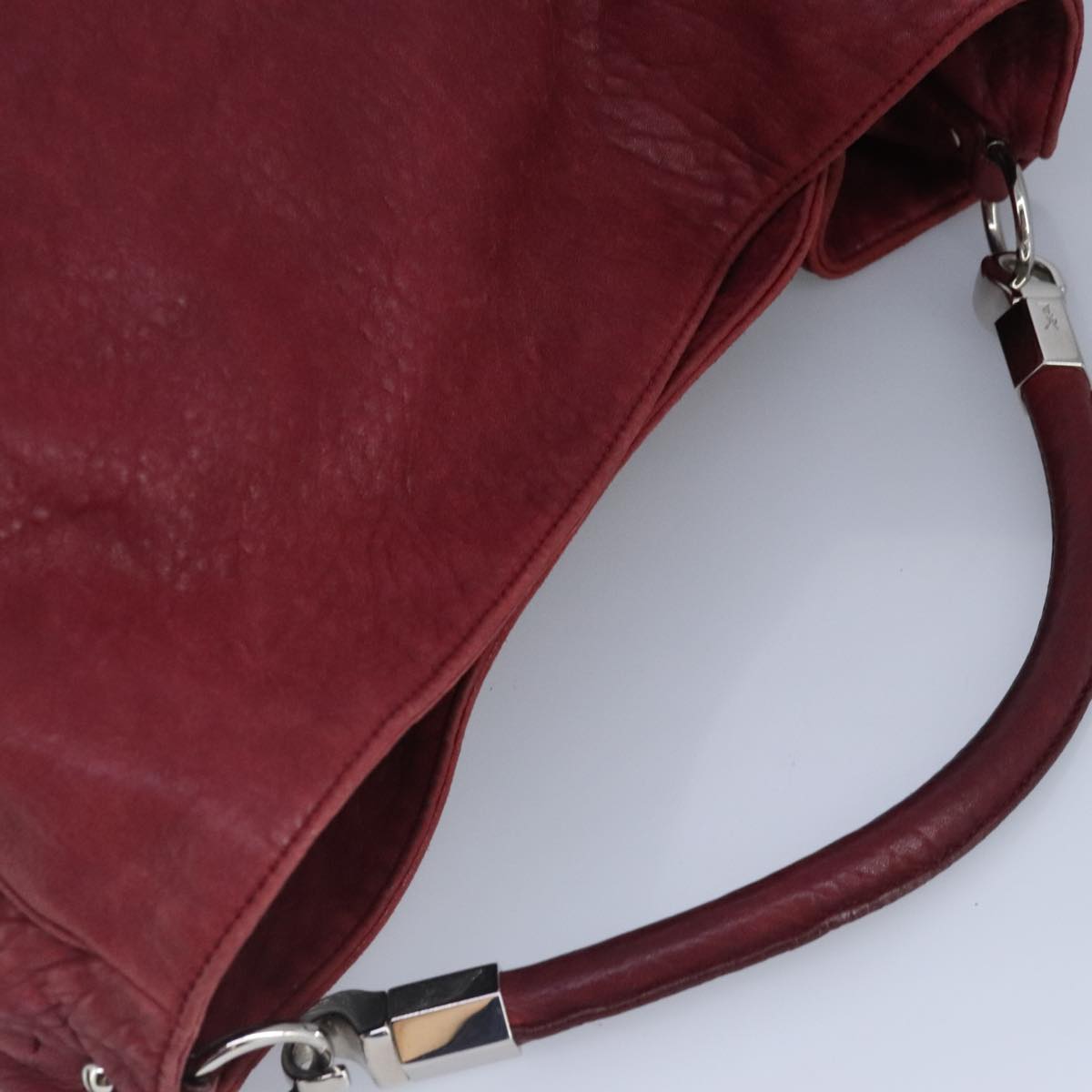 SAINT LAURENT Shoulder Bag Leather Red Silver 228340 Auth bs19417