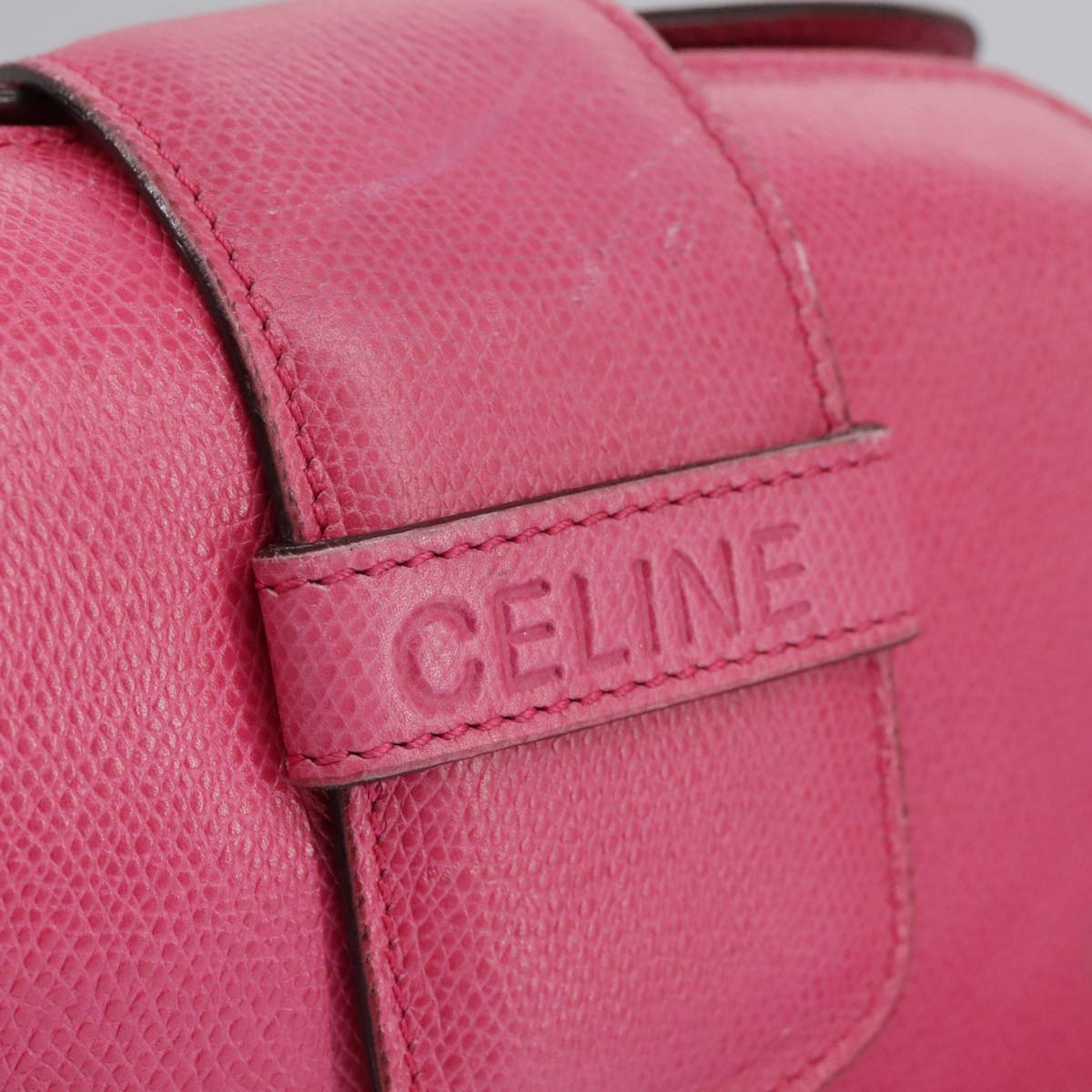 CELINE Shoulder Bag Leather Pink Gold Auth bs19420