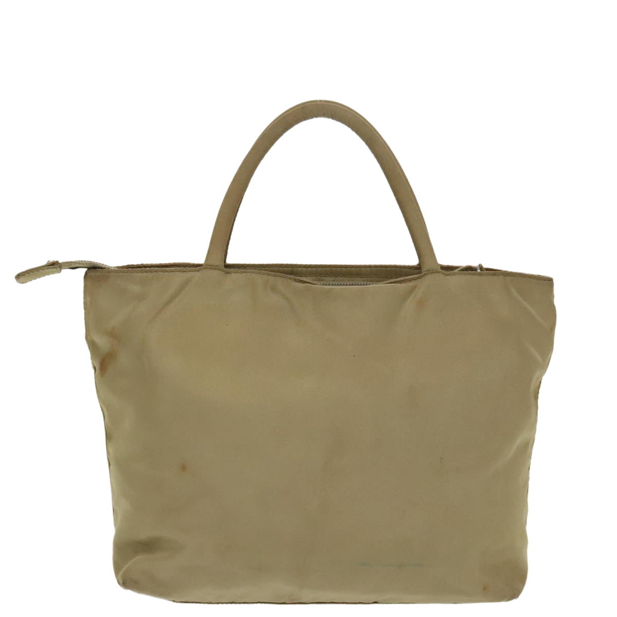 PRADA Tote Bag Nylon Beige Silver Auth bs19437