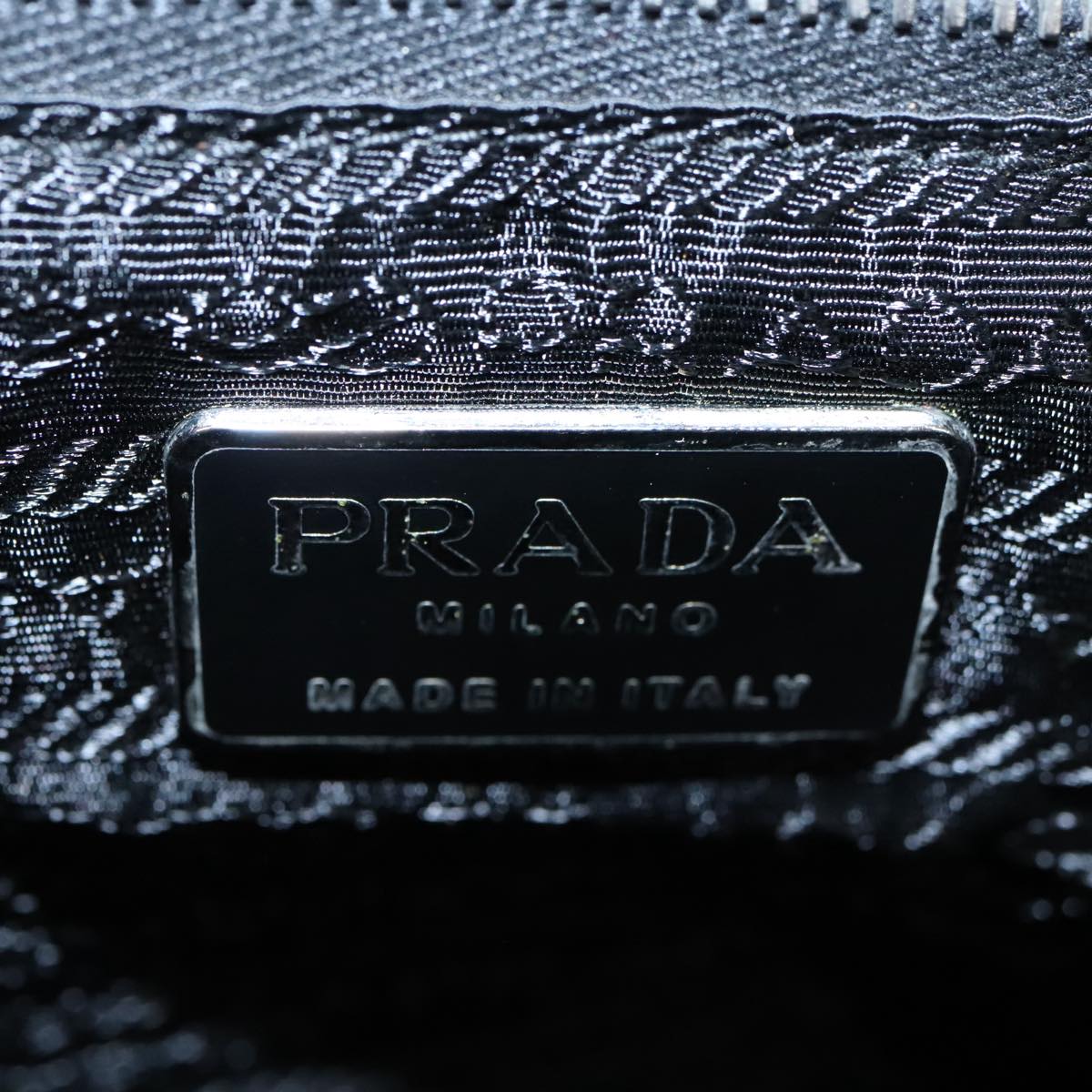 PRADA Shoulder Bag Nylon Black Silver Auth bs19439