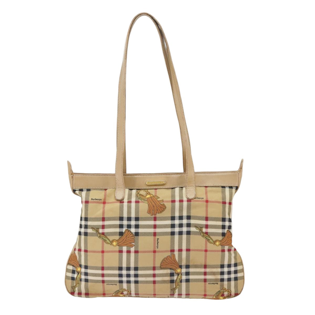 Burberrys Nova Check Tote Bag Canvas Beige Auth bs19486