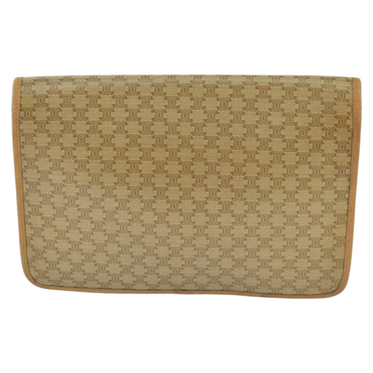 CELINE Macadam Canvas Clutch Bag Beige Gold Auth bs19498