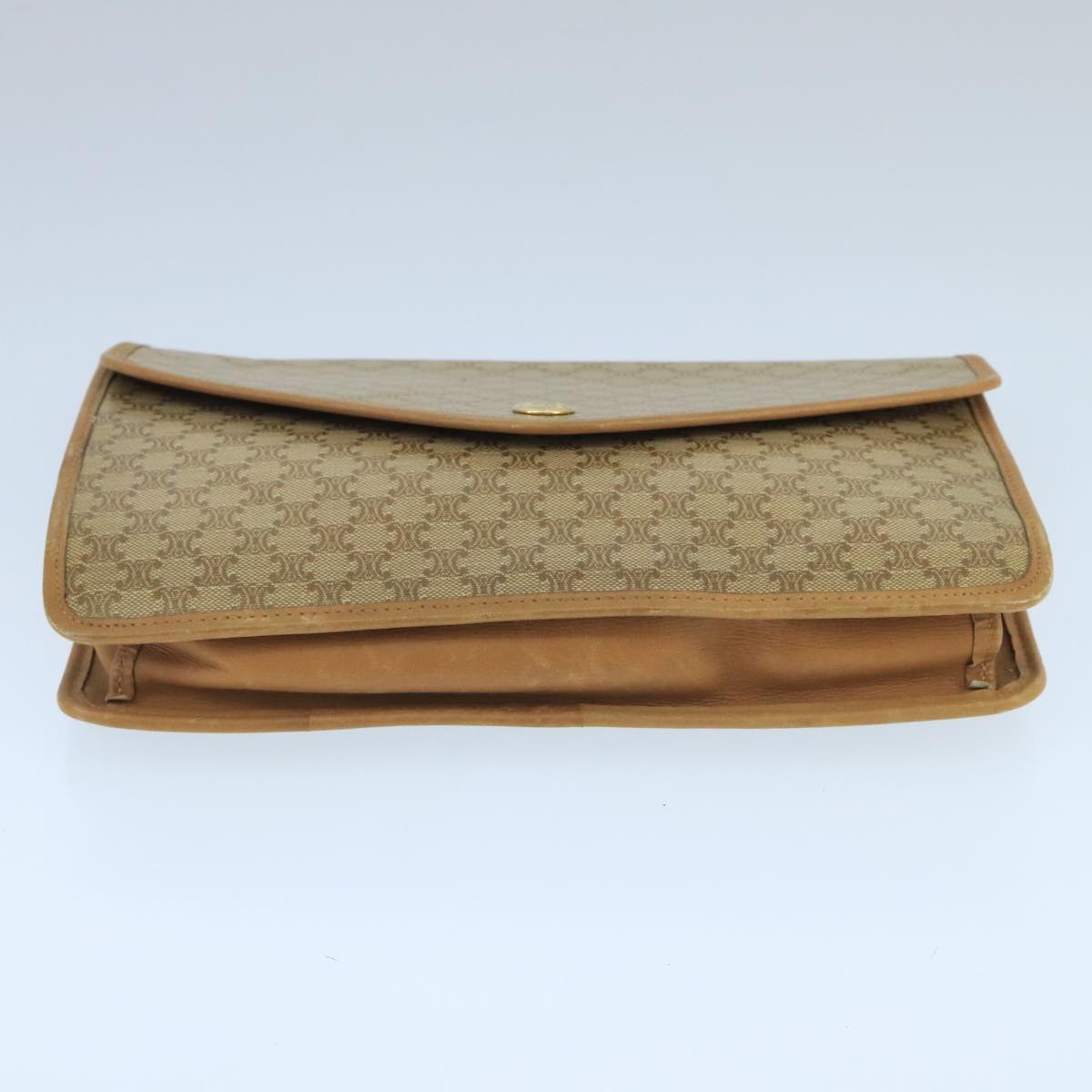 CELINE Macadam Canvas Clutch Bag Beige Gold Auth bs19498