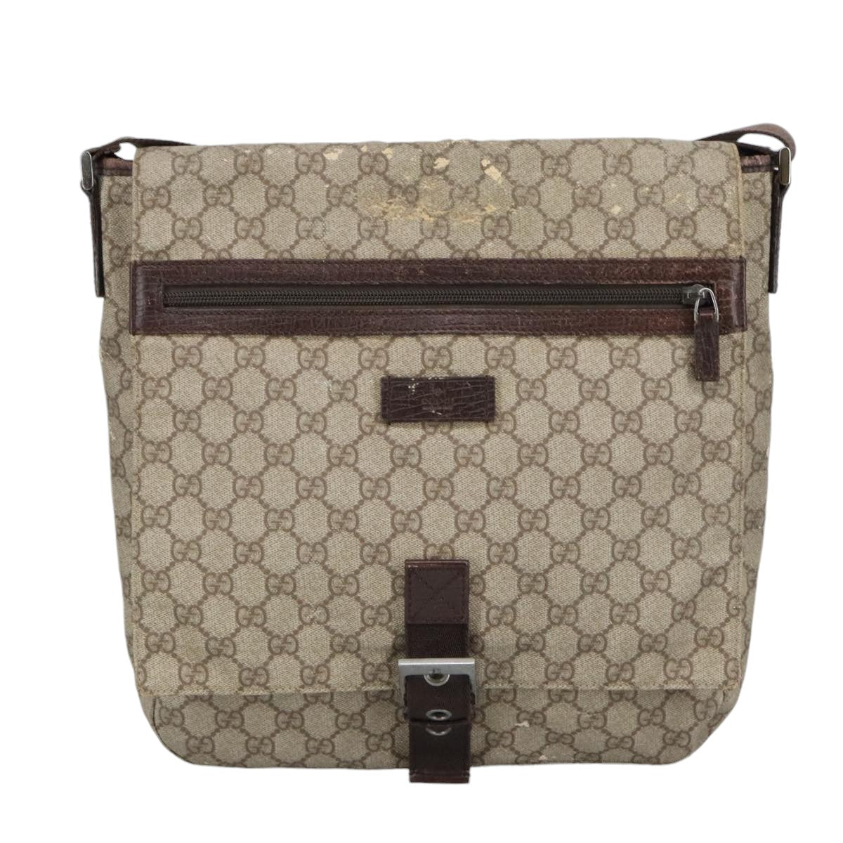 GUCCI GG Supreme Shoulder Bag PVC Beige 141626 Auth bs19582