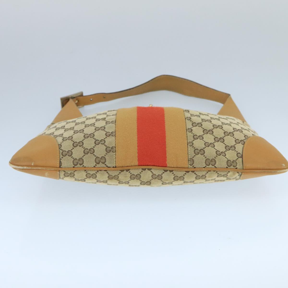 GUCCI GG Canvas Sherry Line Jackie Shoulder Bag Beige Red 001 4075 Auth bs19585