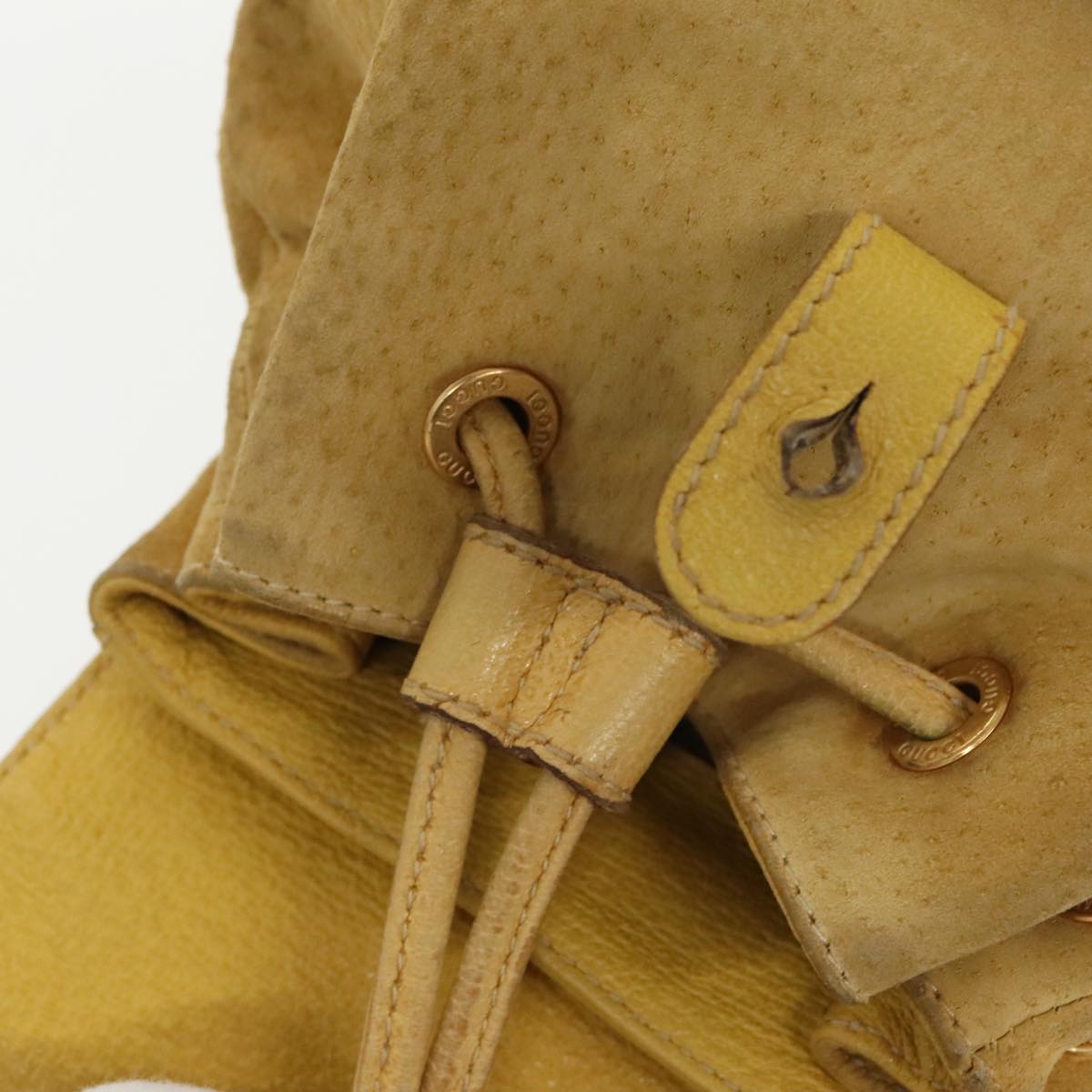 GUCCI Bamboo Backpack Suede Leather Yellow Gold 003 2058 0030 Auth bs19589