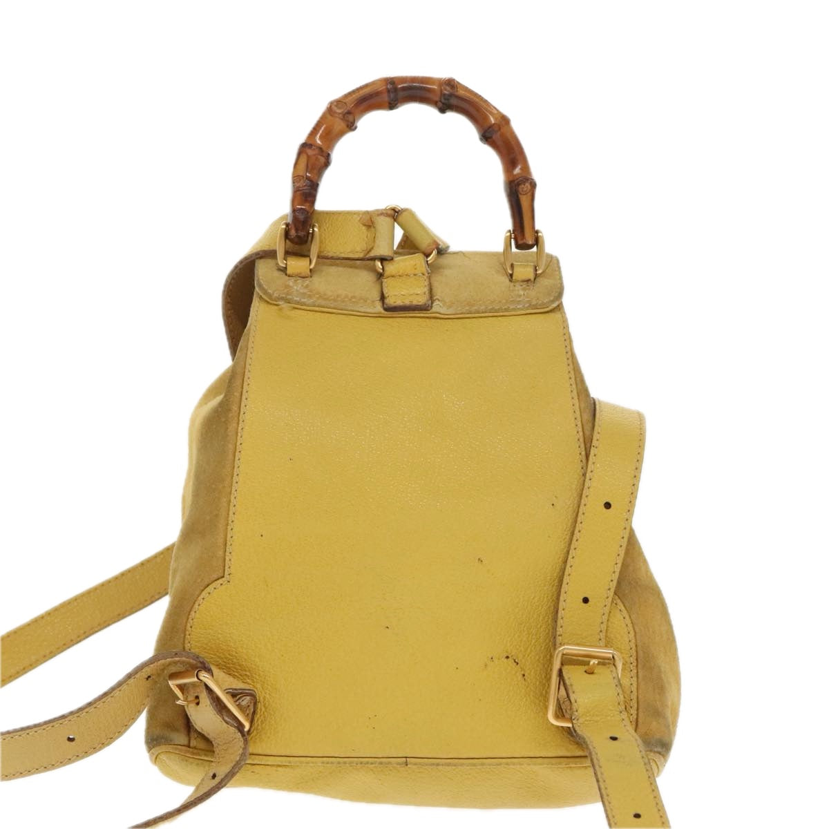 GUCCI Bamboo Backpack Suede Leather Yellow Gold 003 2058 0030 Auth bs19589