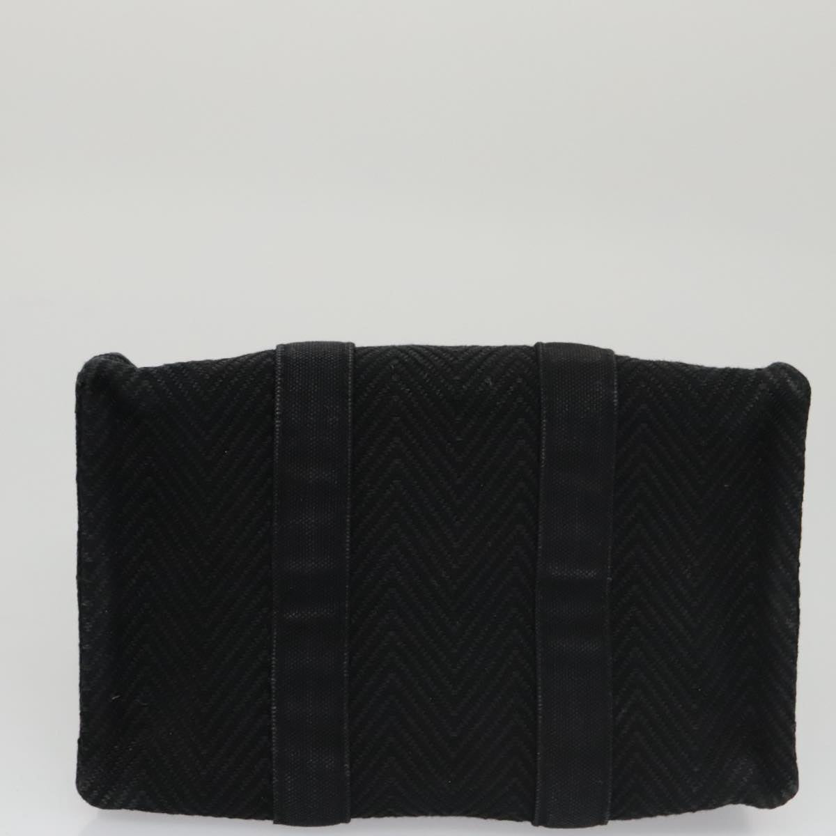 HERMES Mini Cabas Pouch Canvas Black Auth bs19636