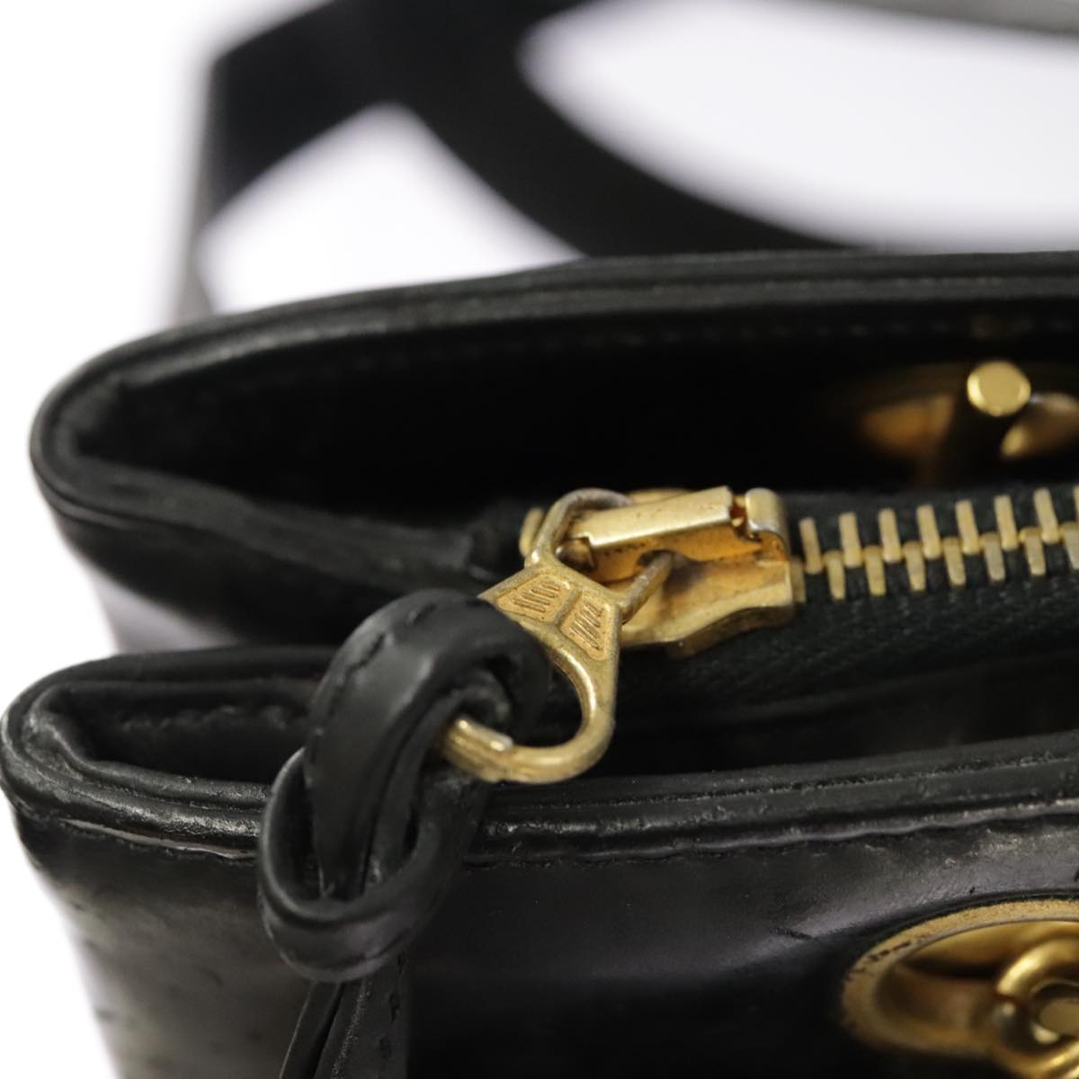 CHANEL Chain Shoulder Bag Patent leather Black Gold CC Auth bs19650