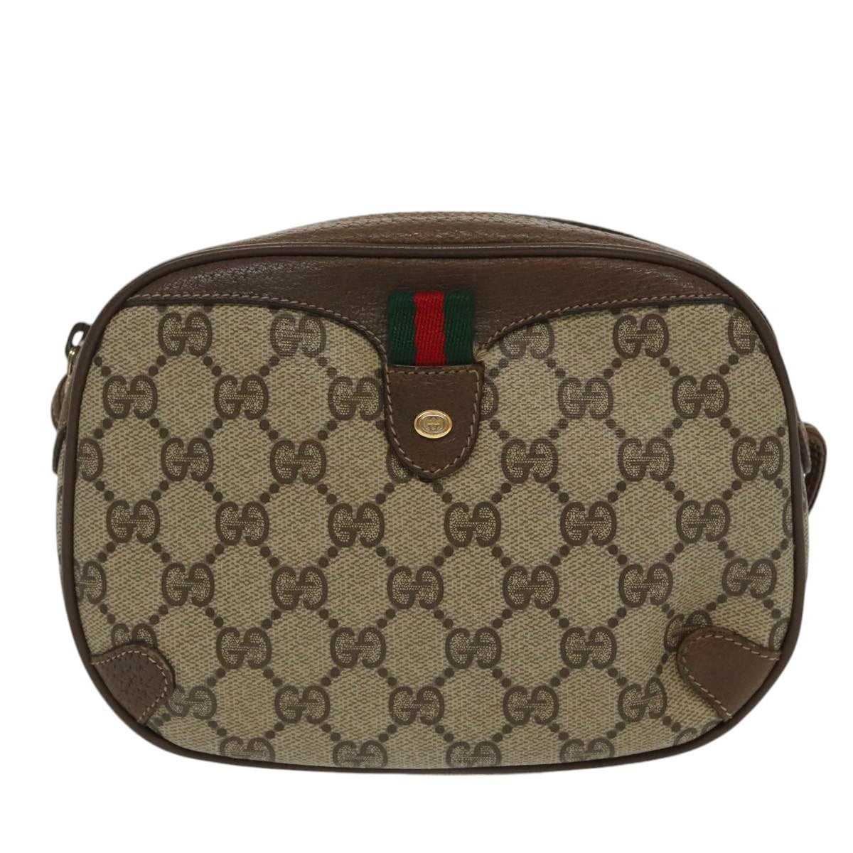 GUCCI GG Supreme Web Sherry Line Shoulder Bag PVC Beige 89 02 066 Auth bs19662