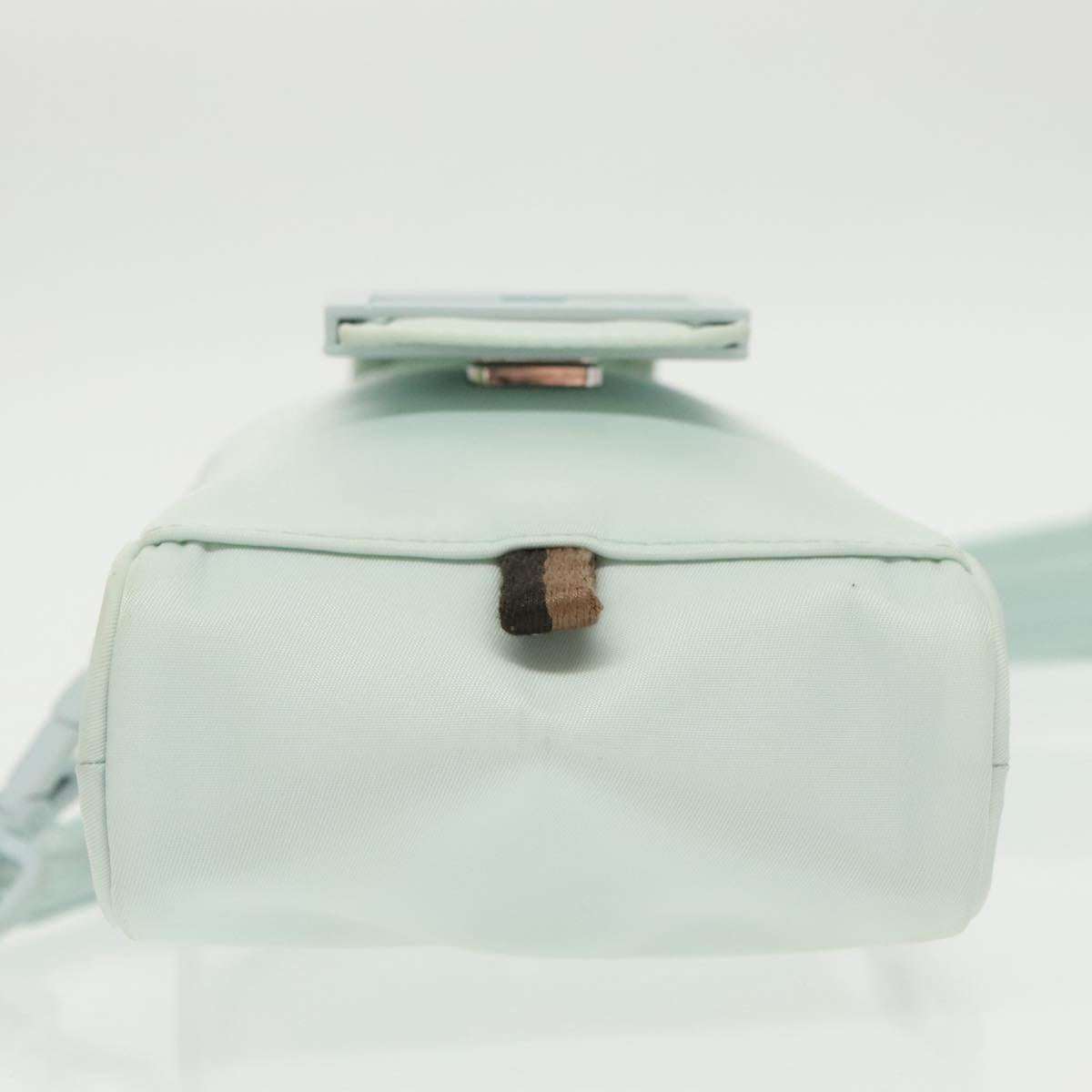 FENDI Shoulder Bag Nylon Light Blue Silver Auth bs19694