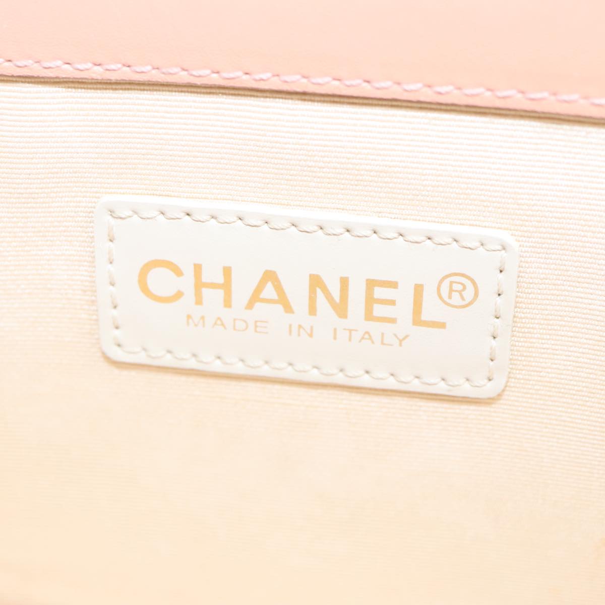 CHANEL Chain Hand Bag Canvas Pink Gold CC Auth bs19701