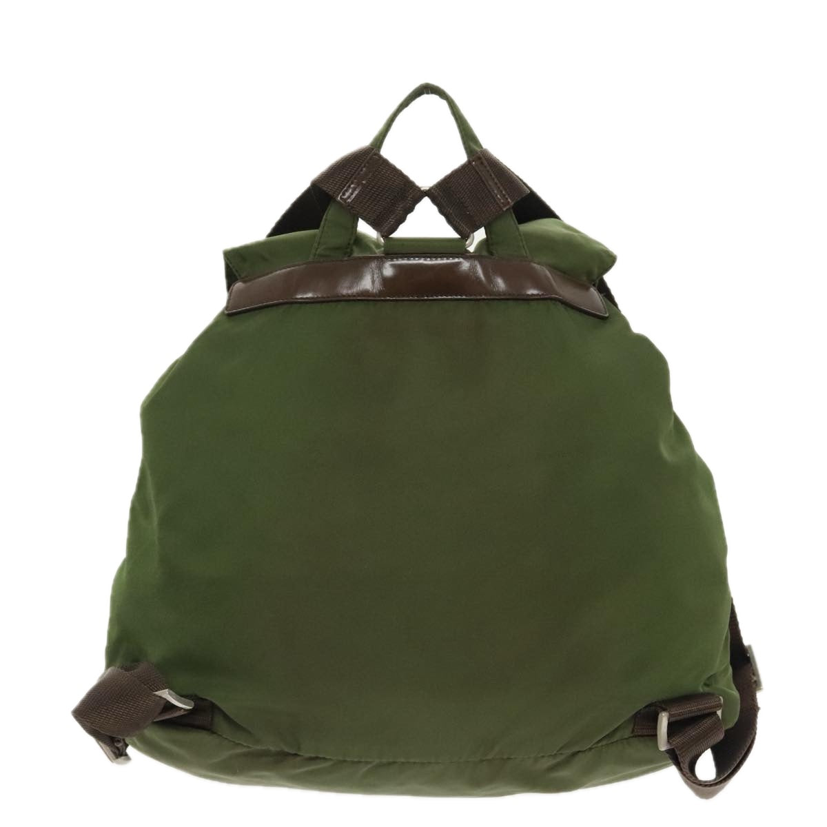 PRADA Backpack Nylon Khaki Silver Auth bs19725