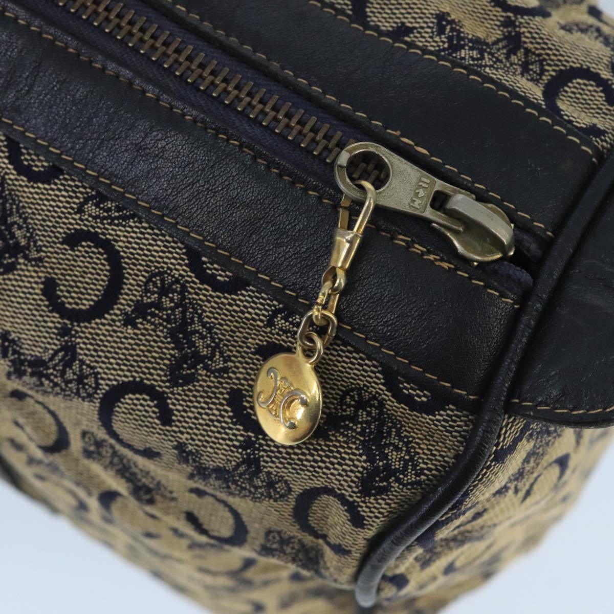 CELINE C Sulky Boston Bag Canvas Leather Navy Gold Auth bs19729