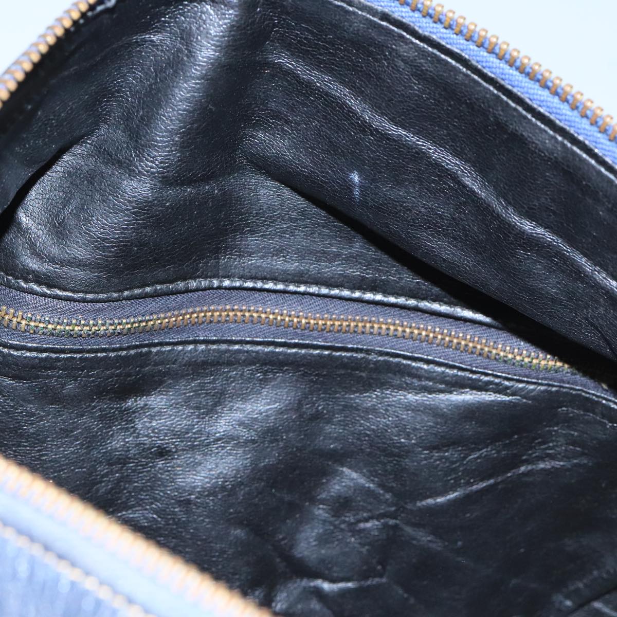 CELINE C Sulky Boston Bag Canvas Leather Navy Gold Auth bs19729