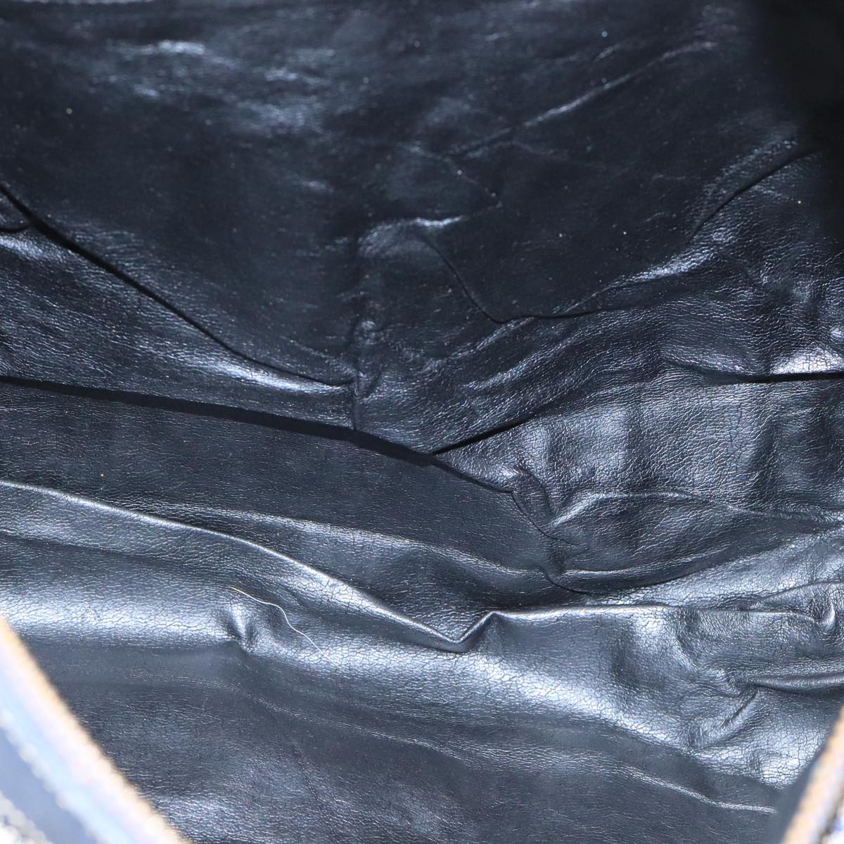 CELINE C Sulky Boston Bag Canvas Leather Navy Gold Auth bs19729