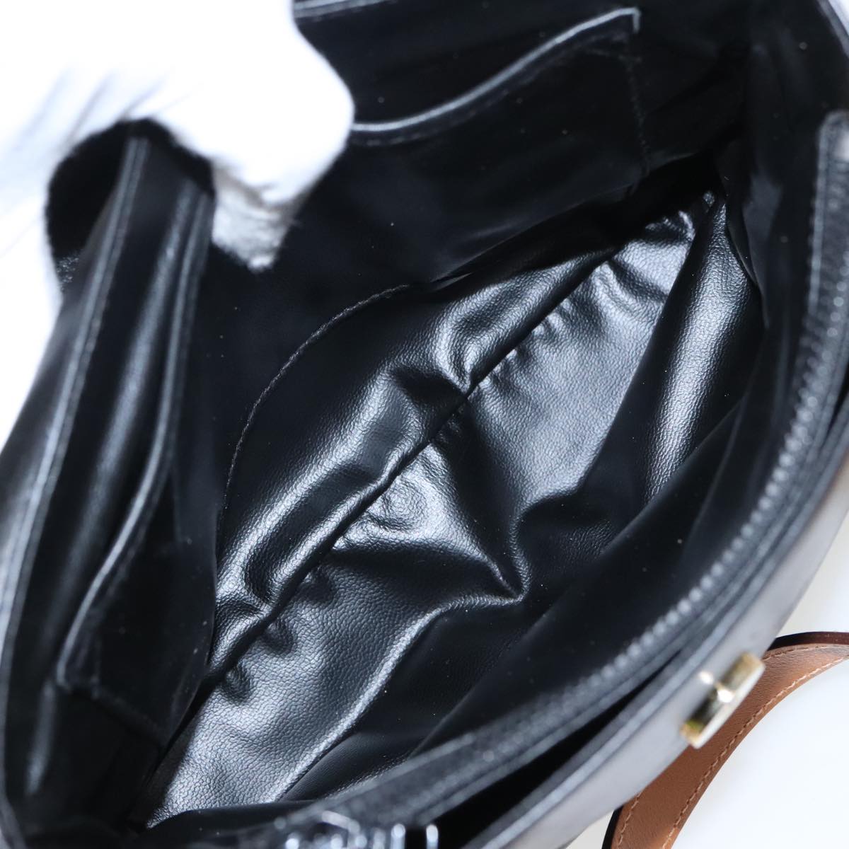 CELINE Hand Bag Leather Black Gold Auth bs19730