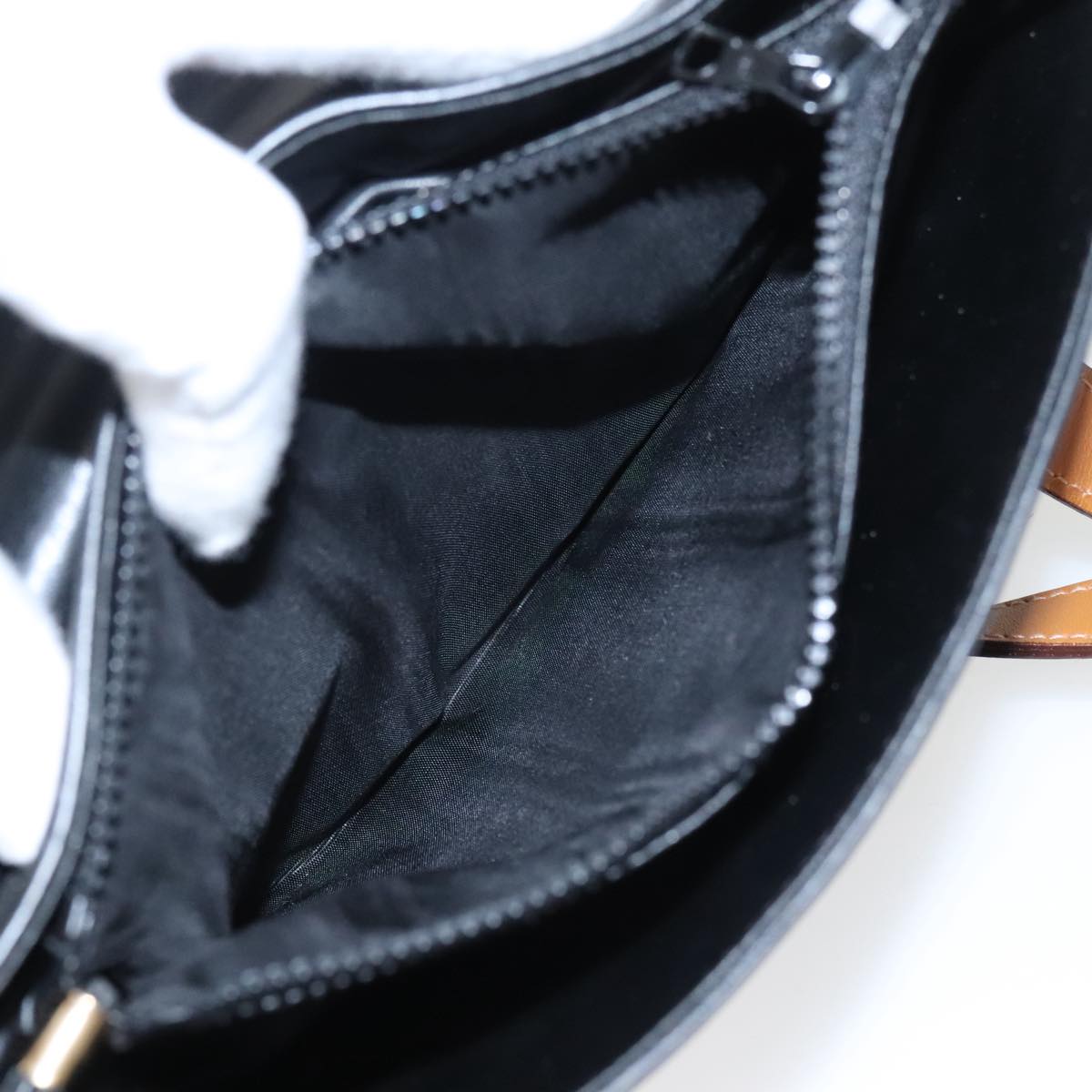 CELINE Hand Bag Leather Black Gold Auth bs19730