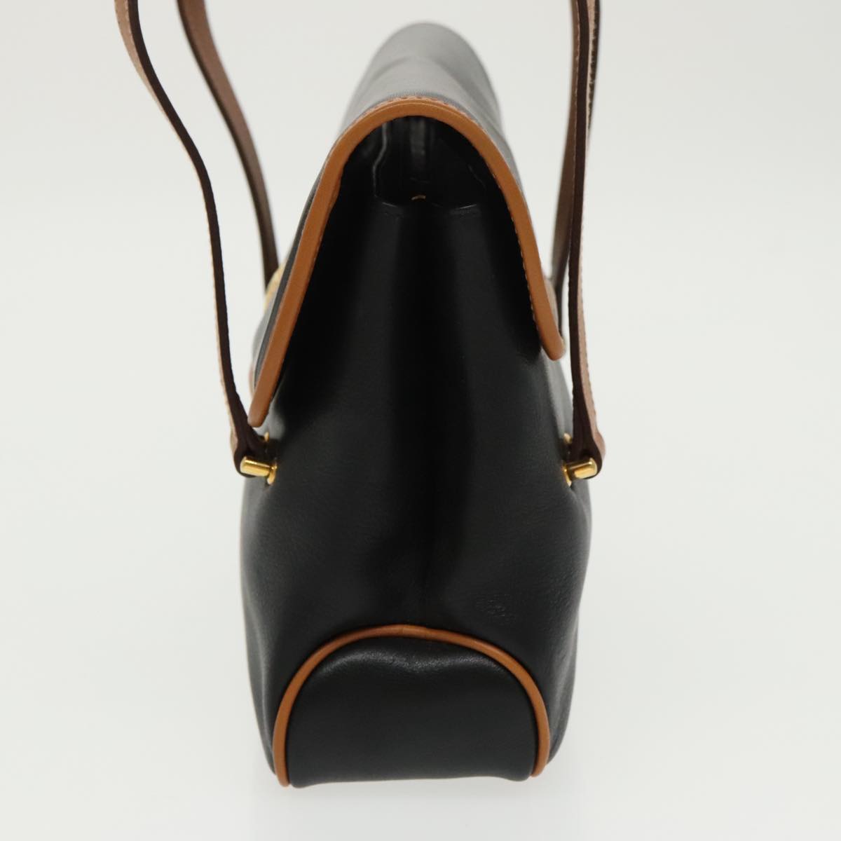 CELINE Hand Bag Leather Black Gold Auth bs19730