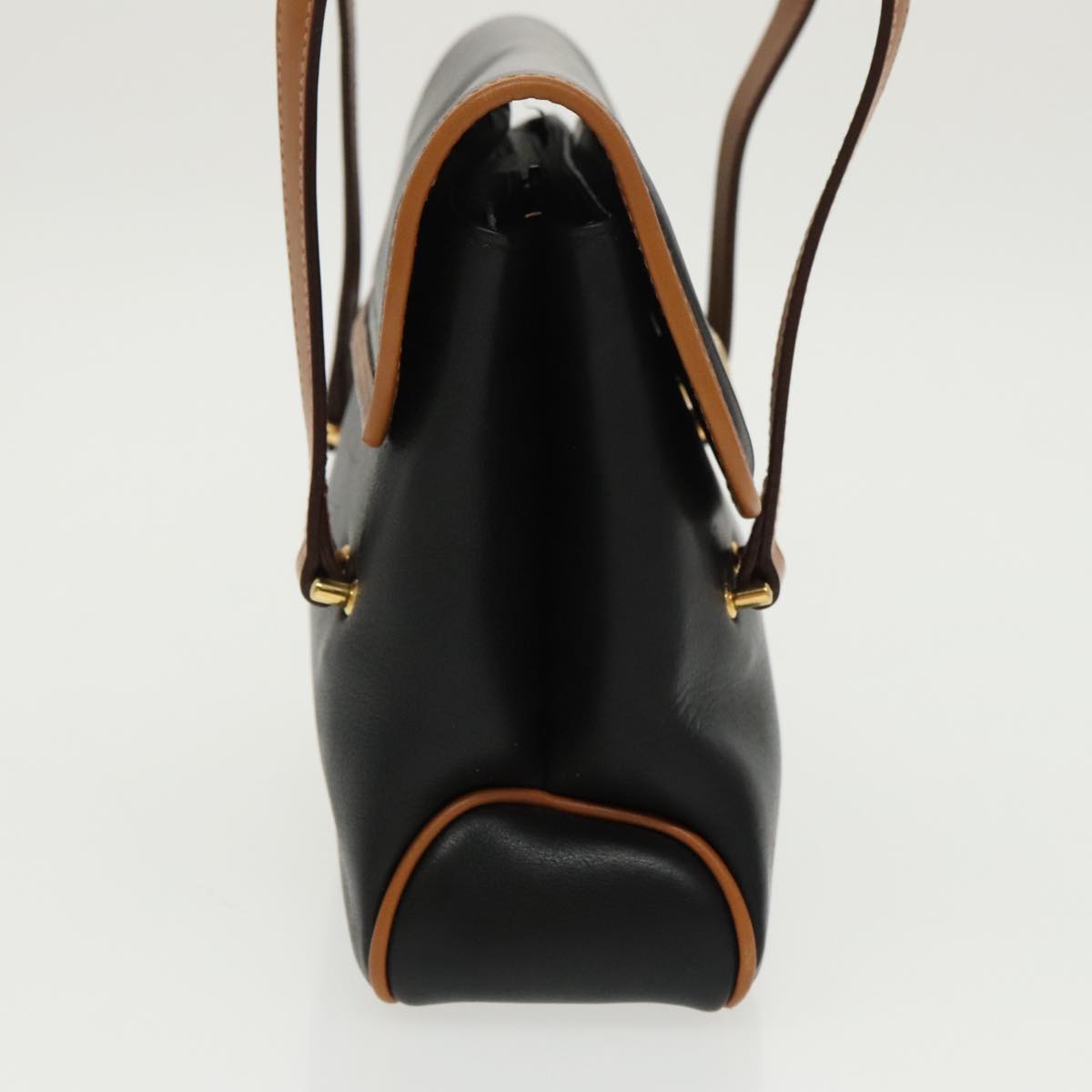 CELINE Hand Bag Leather Black Gold Auth bs19730