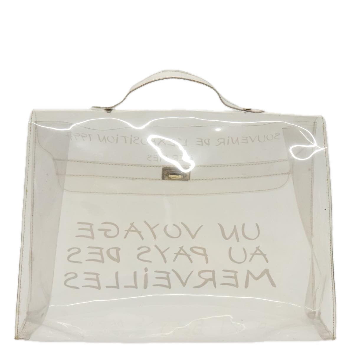 HERMES Kelly Hand Bag Vinyl Clear Gold Auth bs19752