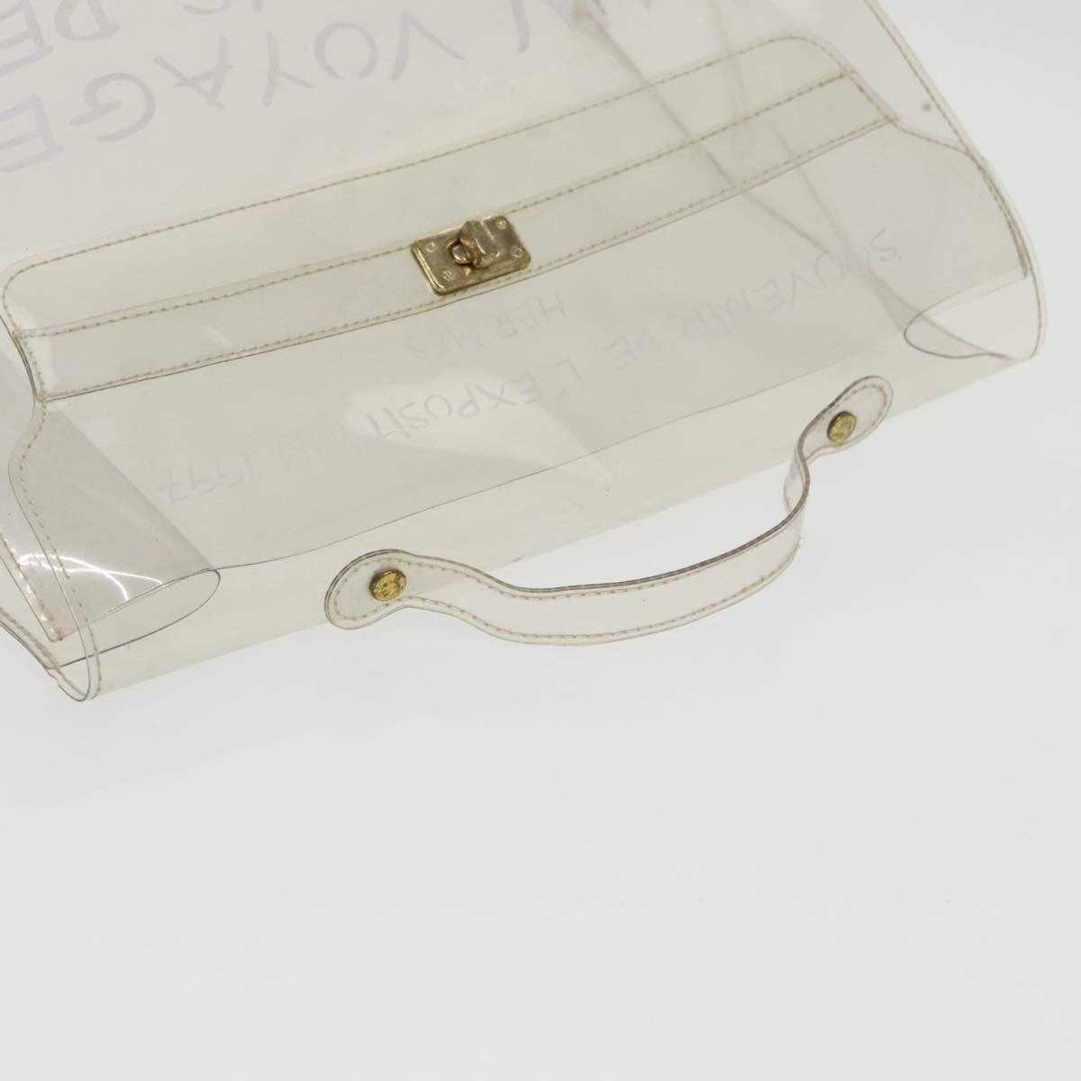 HERMES Kelly Hand Bag Vinyl Clear Gold Auth bs19752