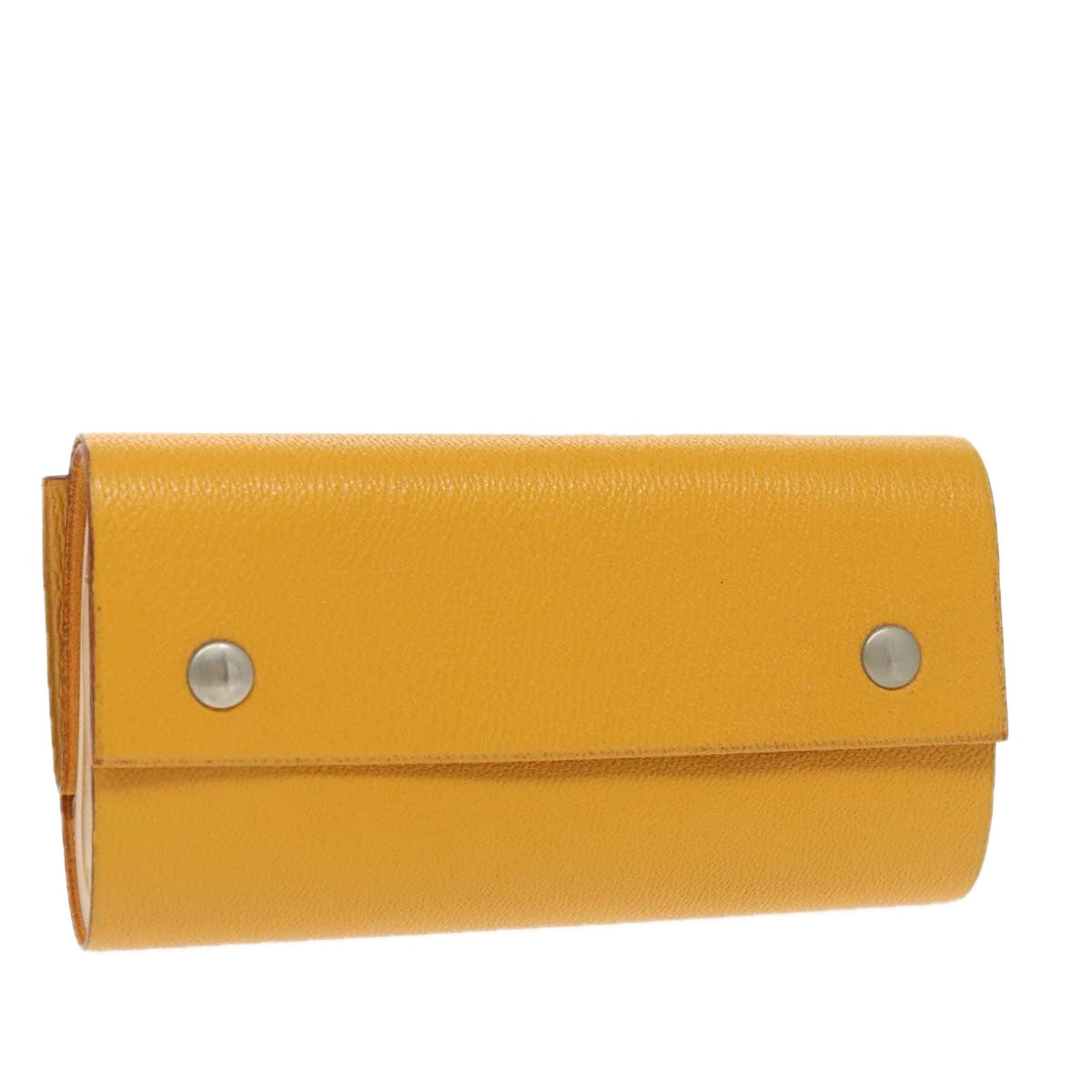 HERMES Kaierure roll Note Cover Leather Yellow Auth bs19753