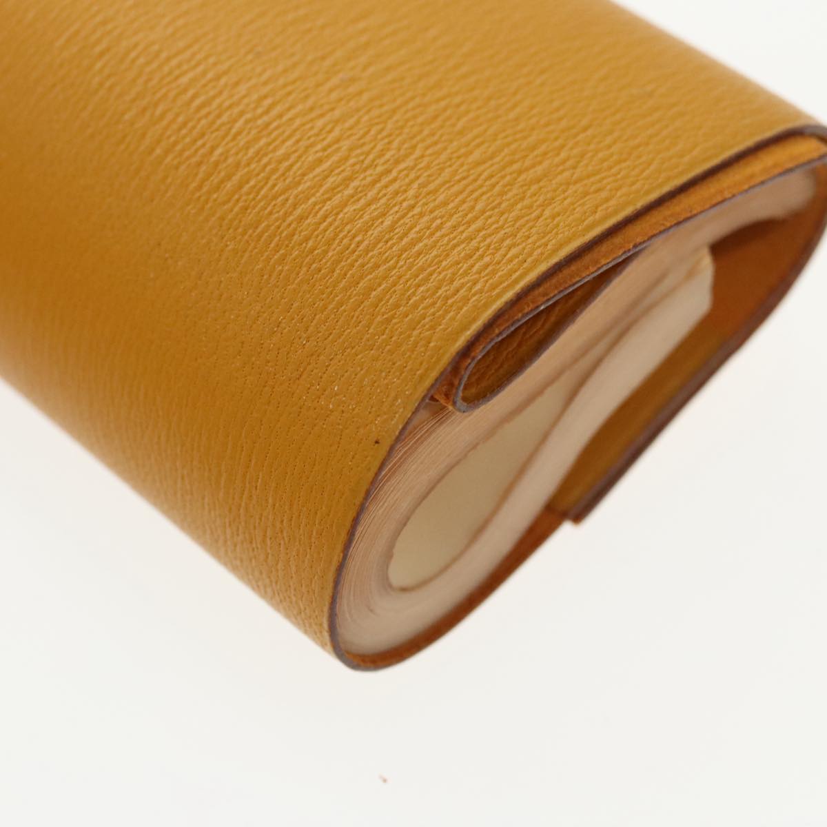 HERMES Kaierure roll Note Cover Leather Yellow Auth bs19753