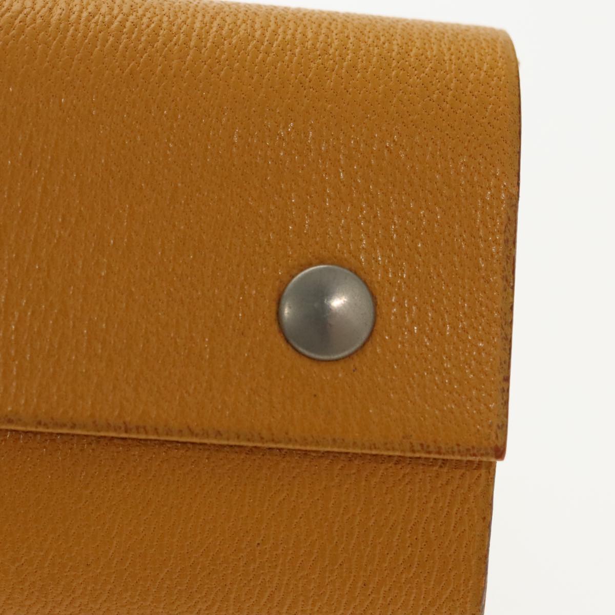 HERMES Kaierure roll Note Cover Leather Yellow Auth bs19753