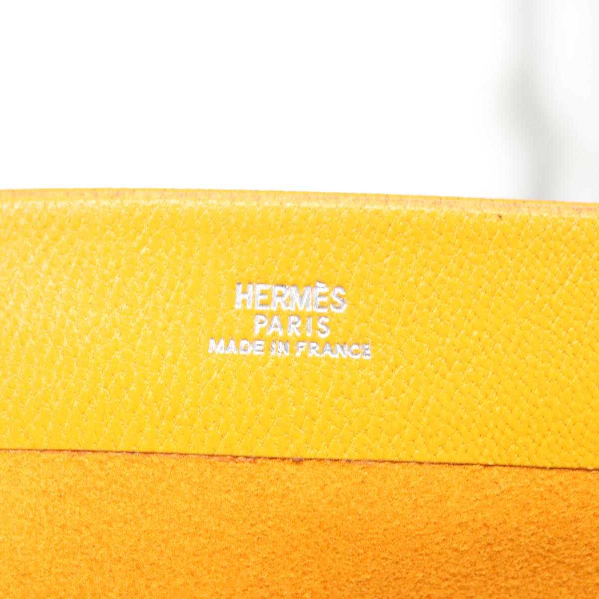 HERMES Kaierure roll Note Cover Leather Yellow Auth bs19753