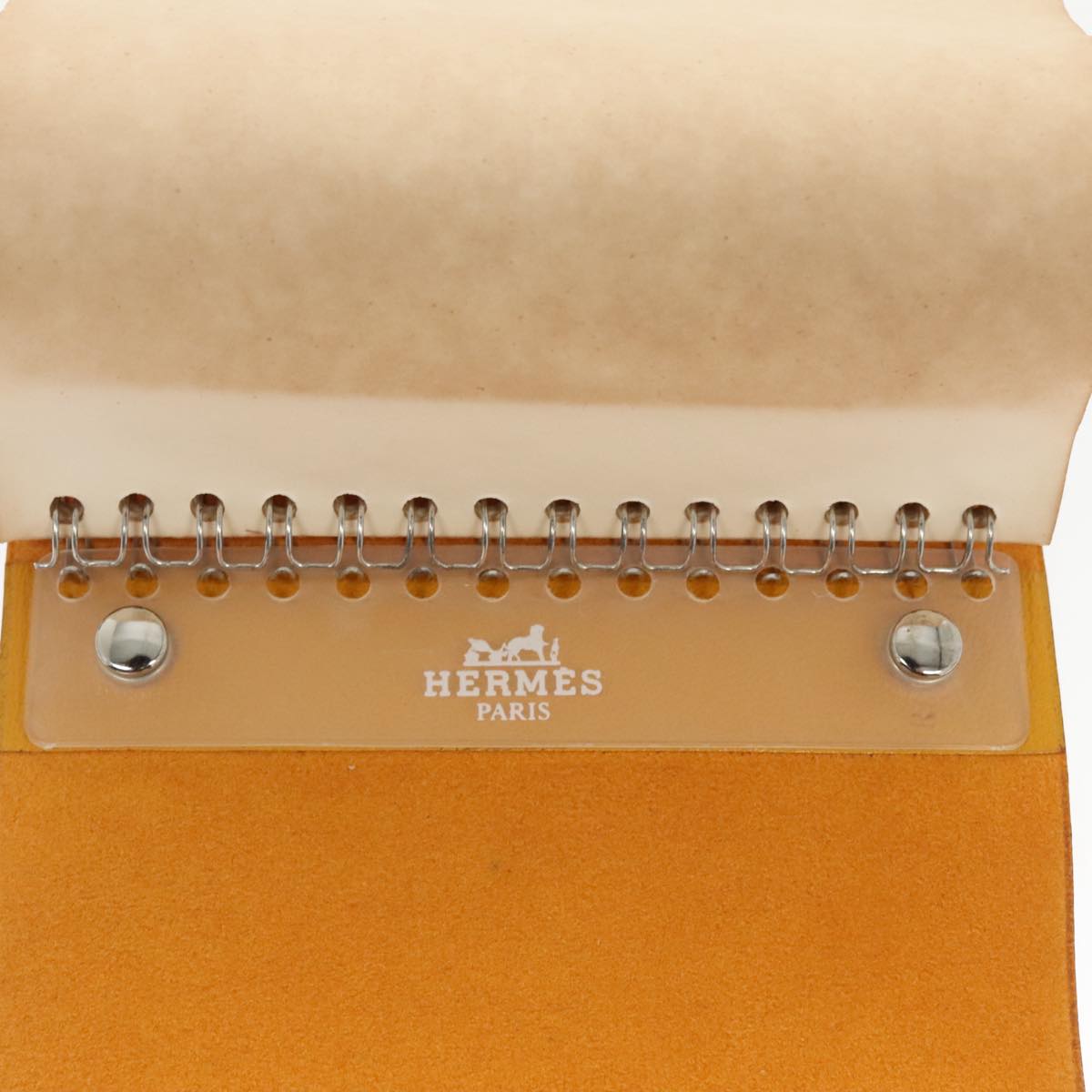 HERMES Kaierure roll Note Cover Leather Yellow Auth bs19753