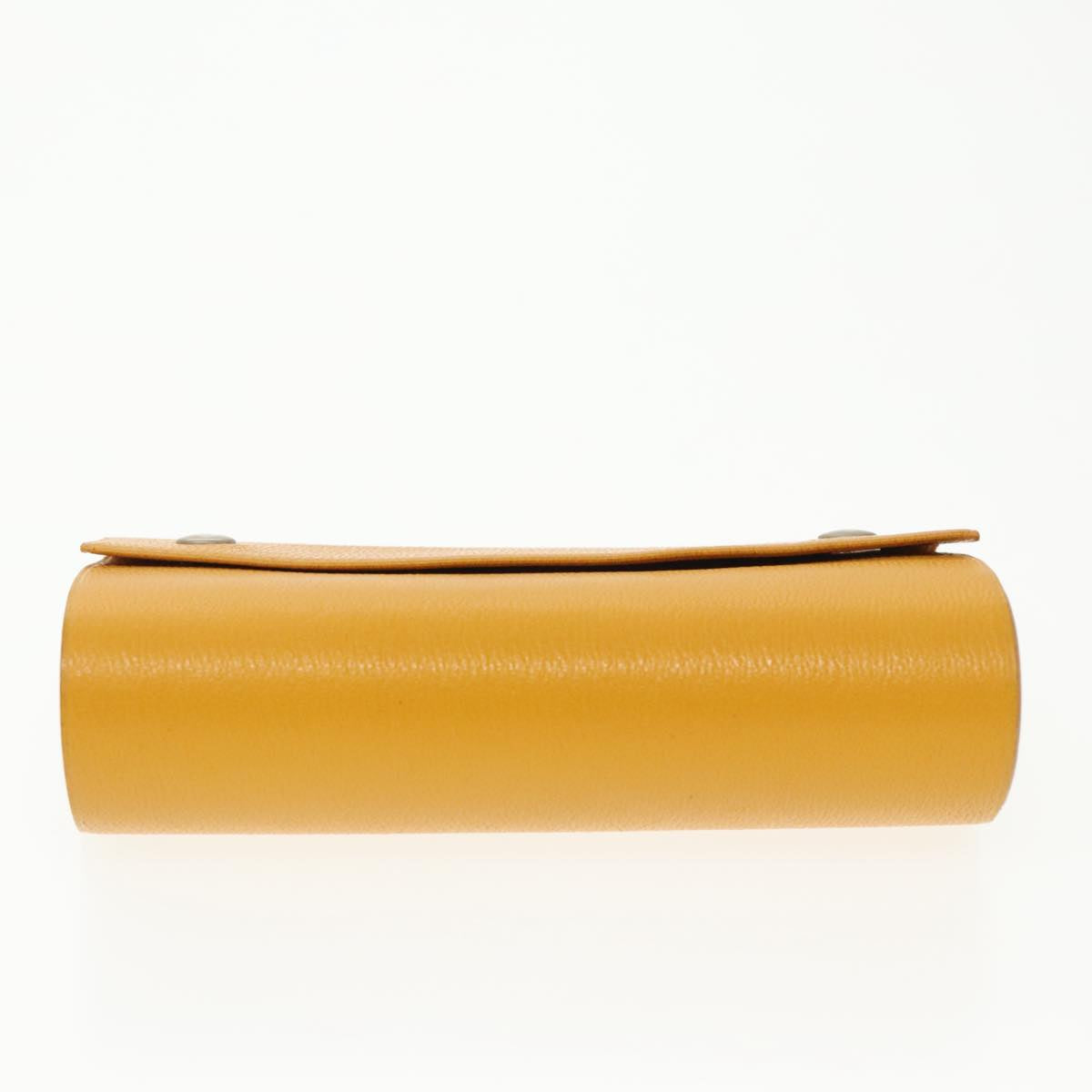 HERMES Kaierure roll Note Cover Leather Yellow Auth bs19753