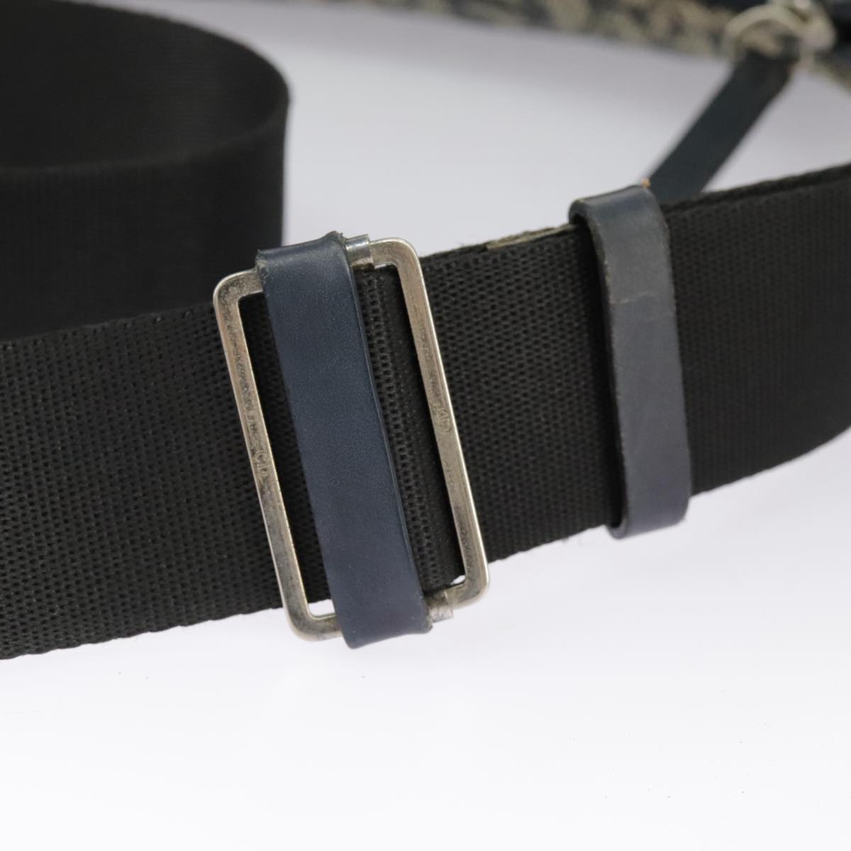 Christian Dior Trotter Canvas Shoulder Bag Navy Silver Auth bs19758