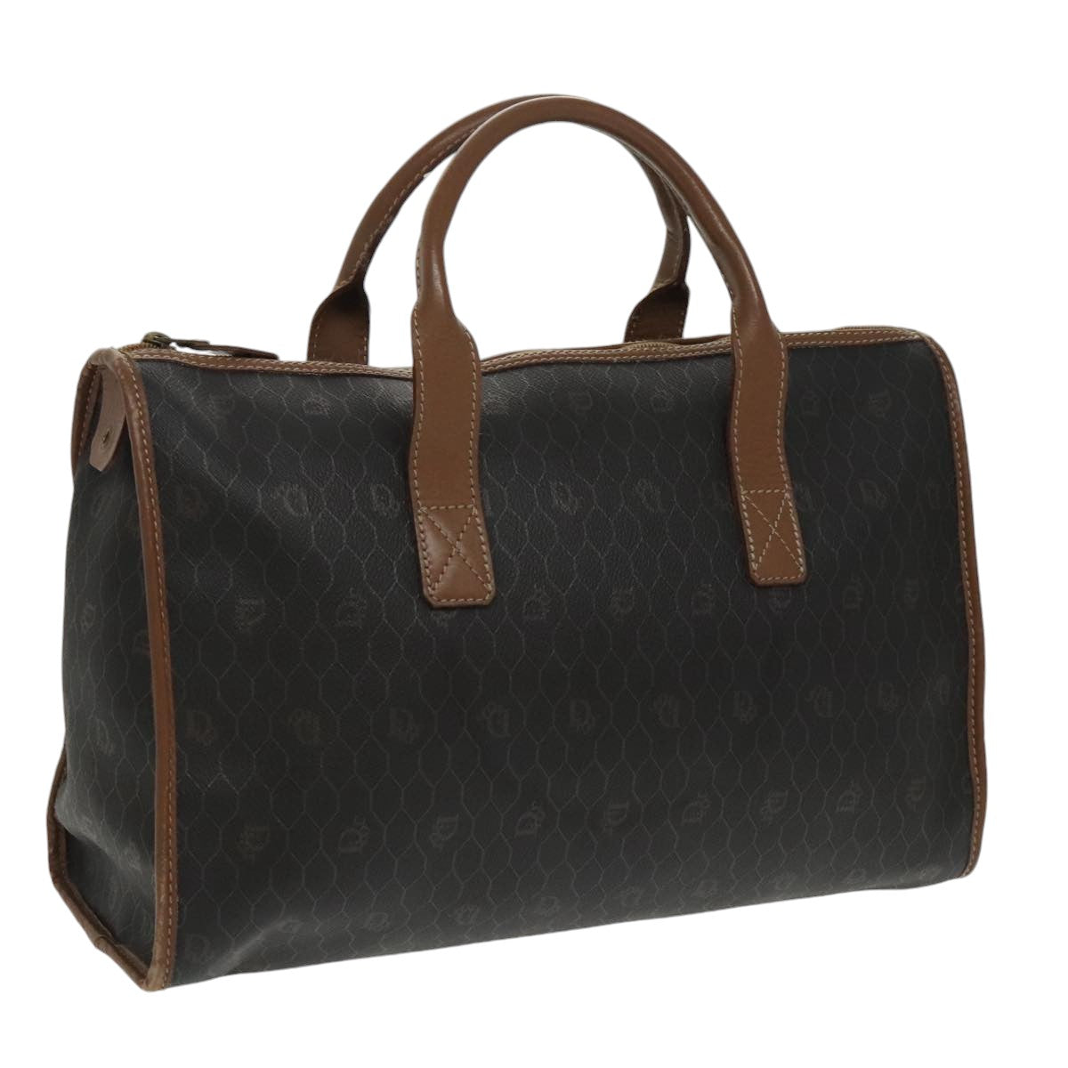 Christian Dior Honeycomb Canvas Hand Bag PVC Black Auth bs19761