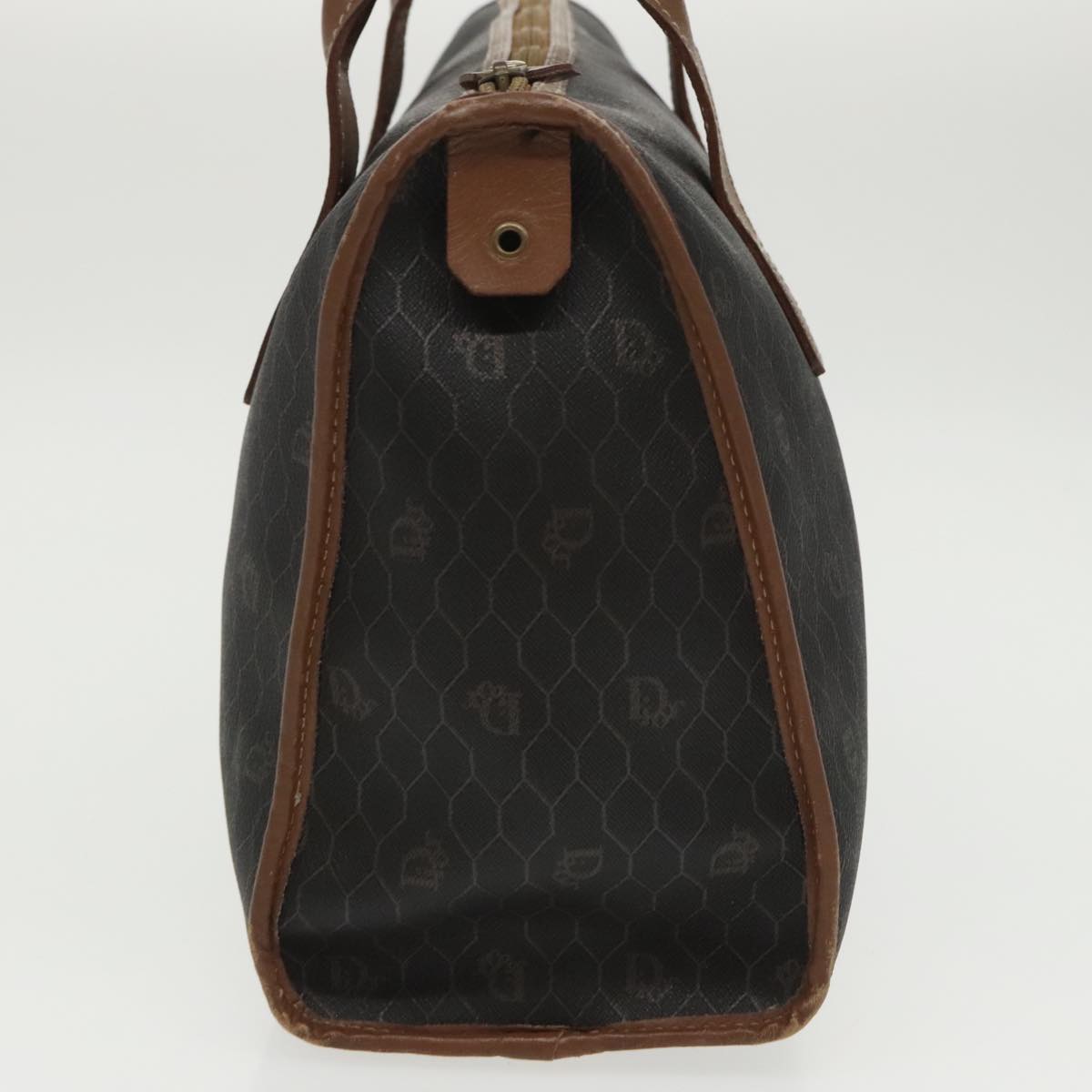 Christian Dior Honeycomb Canvas Hand Bag PVC Black Auth bs19761