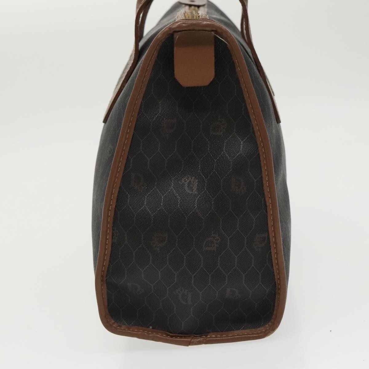 Christian Dior Honeycomb Canvas Hand Bag PVC Black Auth bs19761