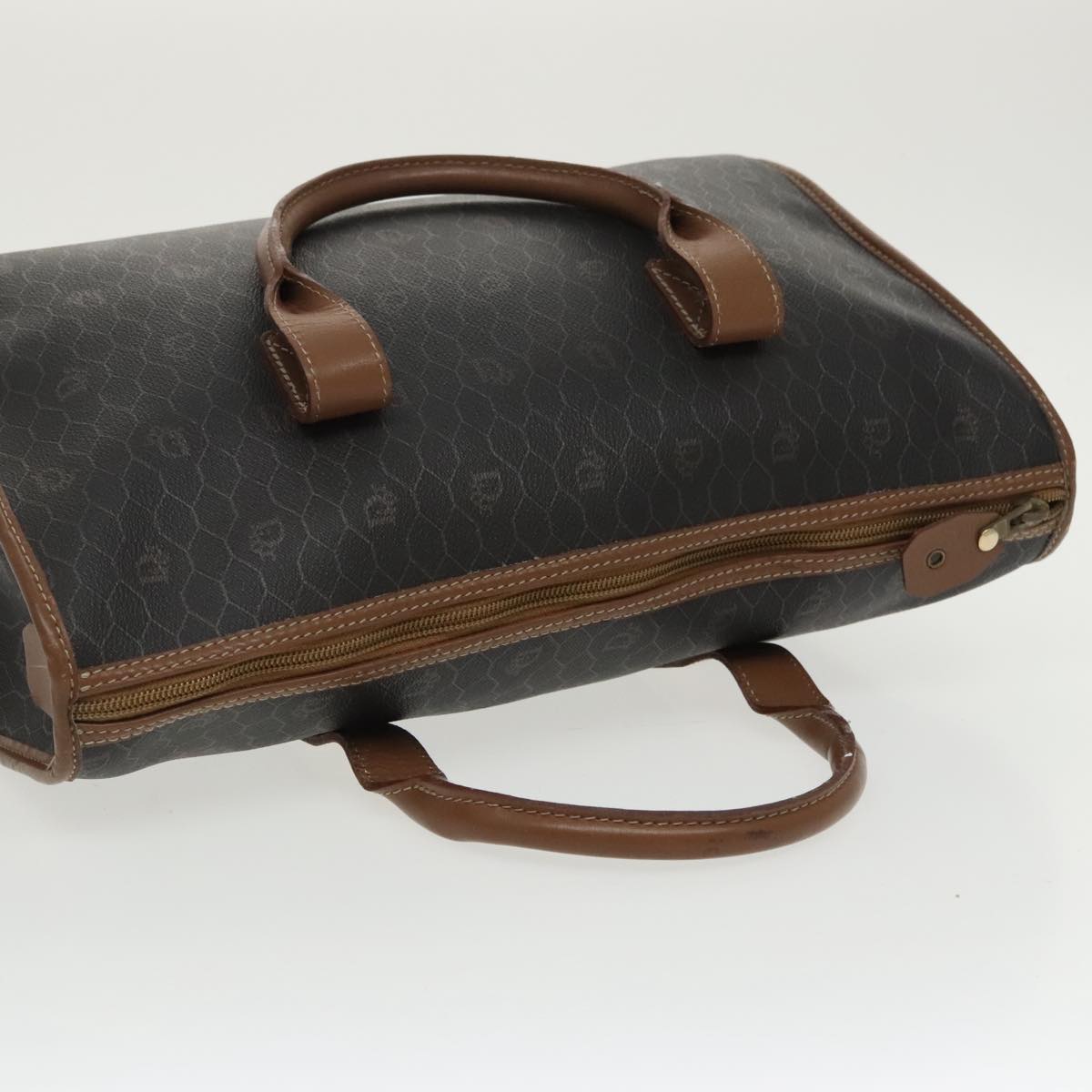 Christian Dior Honeycomb Canvas Hand Bag PVC Black Auth bs19761