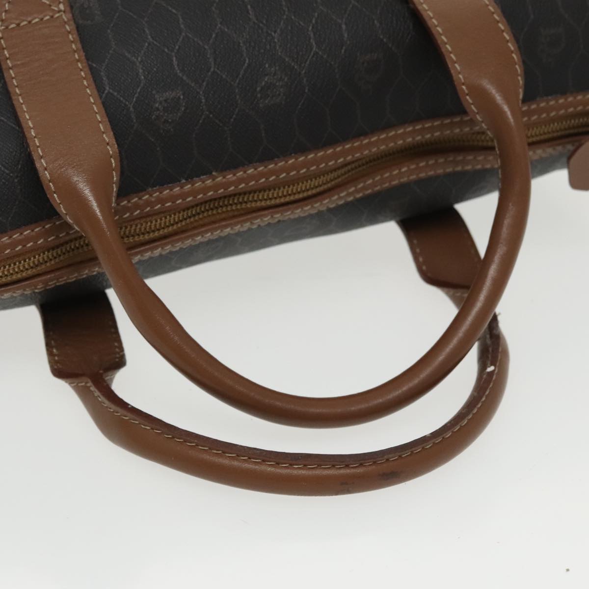 Christian Dior Honeycomb Canvas Hand Bag PVC Black Auth bs19761