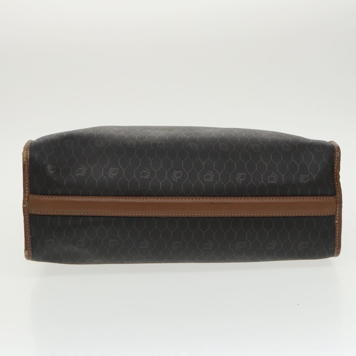 Christian Dior Honeycomb Canvas Hand Bag PVC Black Auth bs19761