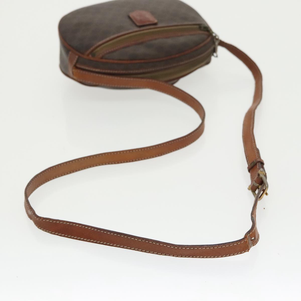 CELINE Macadam Canvas Shoulder Bag PVC Leather Brown Gold Auth bs19763